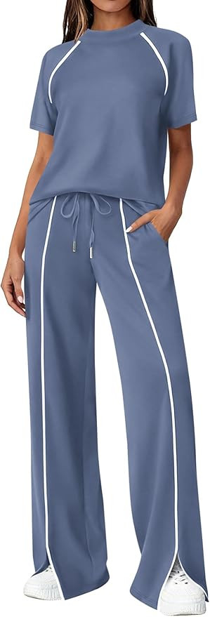 Amazon.com: BTFBM Casual Two Piece Sets For Women Summer Outfits Solid Matching Sweatsuit Lounge ... | Amazon (US)