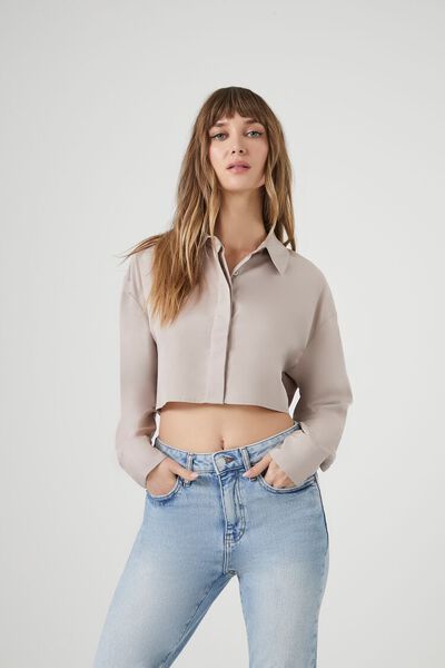 Tie-Back Cropped Shirt | Forever 21