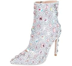 THESHY Women's Rhinestones Pointed Toe Bootie Stiletto High Heel Ankle Boots Sexy Crystals Fashio... | Amazon (US)