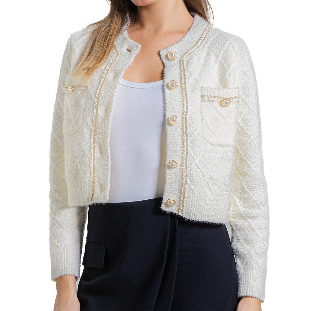 Women's Knit Cardigan Sweaters Casual Long Sleeve Open Front Button Down Cropped Jackets | Amazon (US)