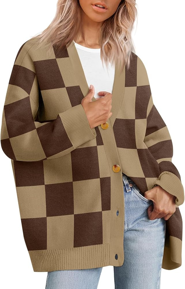 LILLUSORY Women's Cardigan 2023 Open Front Oversized Button Lightweight Sweaters V Neck Loose Car... | Amazon (US)