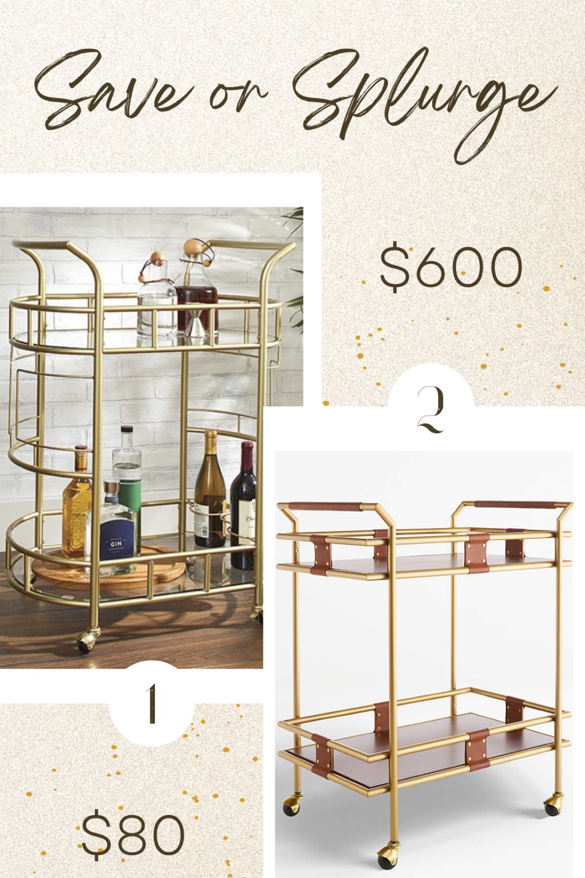 Gold Bar Cart Modern Bar Cart Liquor Cart 

#LTKunder100 #LTKhome #LTKsalealert