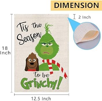Christmas Garden Flag Double Sided, Grin_ch Winter Yard Outdoor Decorations, Merry Grinchmas Deco... | Amazon (US)