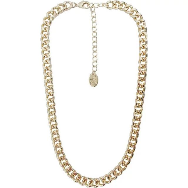 Time and Tru Women's Gold Tone Chunky Curb Chain Necklace 17" with Extender - Walmart.com | Walmart (US)