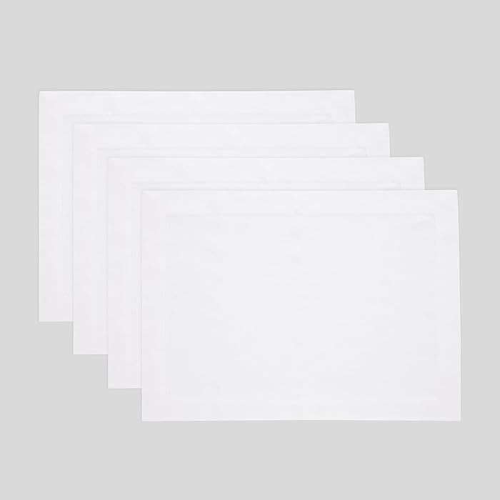 Solino Home Linen White Placemats Set of 4-100% Pure Linen Placemats 14 x 19 Inch for Winter, Mot... | Amazon (US)