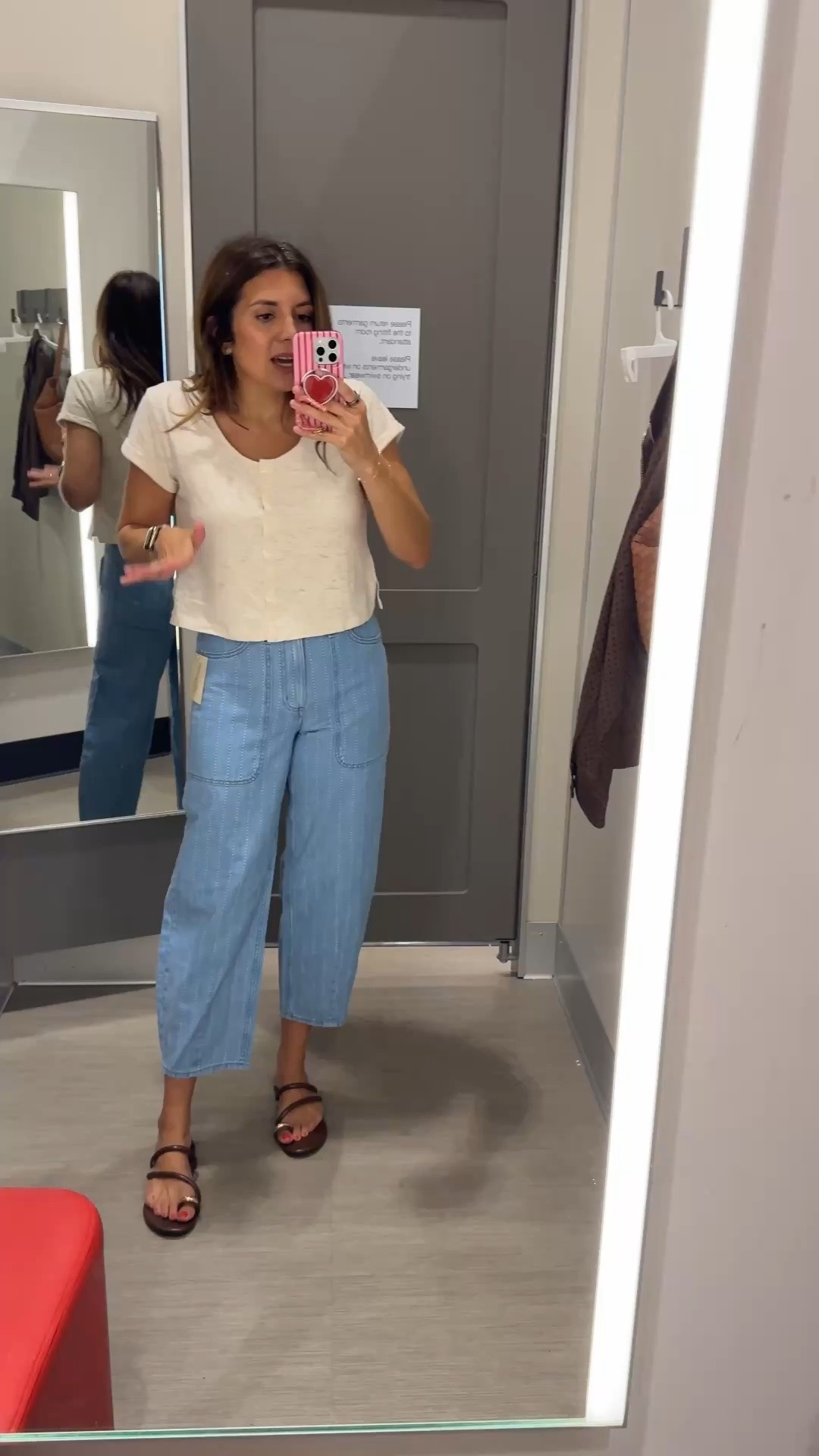 Size XS button front top, size 4 jeans. I’m 5’7”

#LTKSaleAlert #LTKOver40 #LTKTall