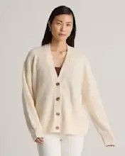 Mongolian Cashmere Fisherman Boxy Cropped Cardigan Sweater | Quince