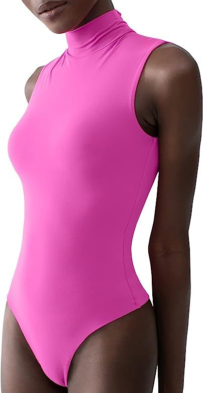PUMIEY Women's Mock Turtle Neck Sleeveless Bodysuit Sexy Tank Tops Sharp Collection | Amazon (US)