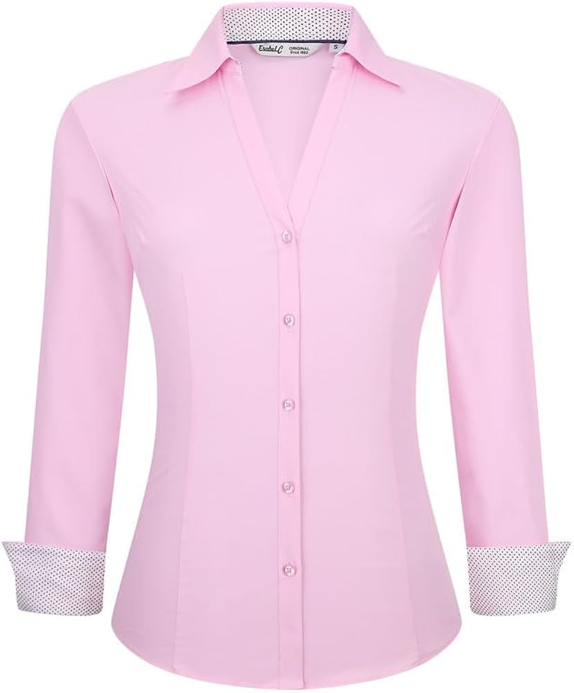 Damipow Womens Dress Shirts Wrinkle Free Button Down Shirt Long Sleeve Blouses for Work Professio... | Amazon (US)