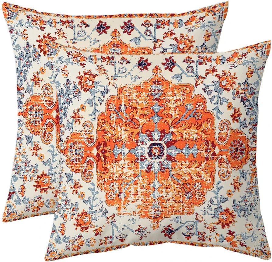 chiinvent Fall Boho Pillows Covers 18x18 Inch Set of 2 Bohemian Vintage Carpet Pattern Throw Pill... | Amazon (US)
