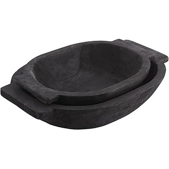 Mud Pie Oval Dough Bowl Set, Black, small 12" x 17" | large 14 1/2" x 21" | Amazon (US)