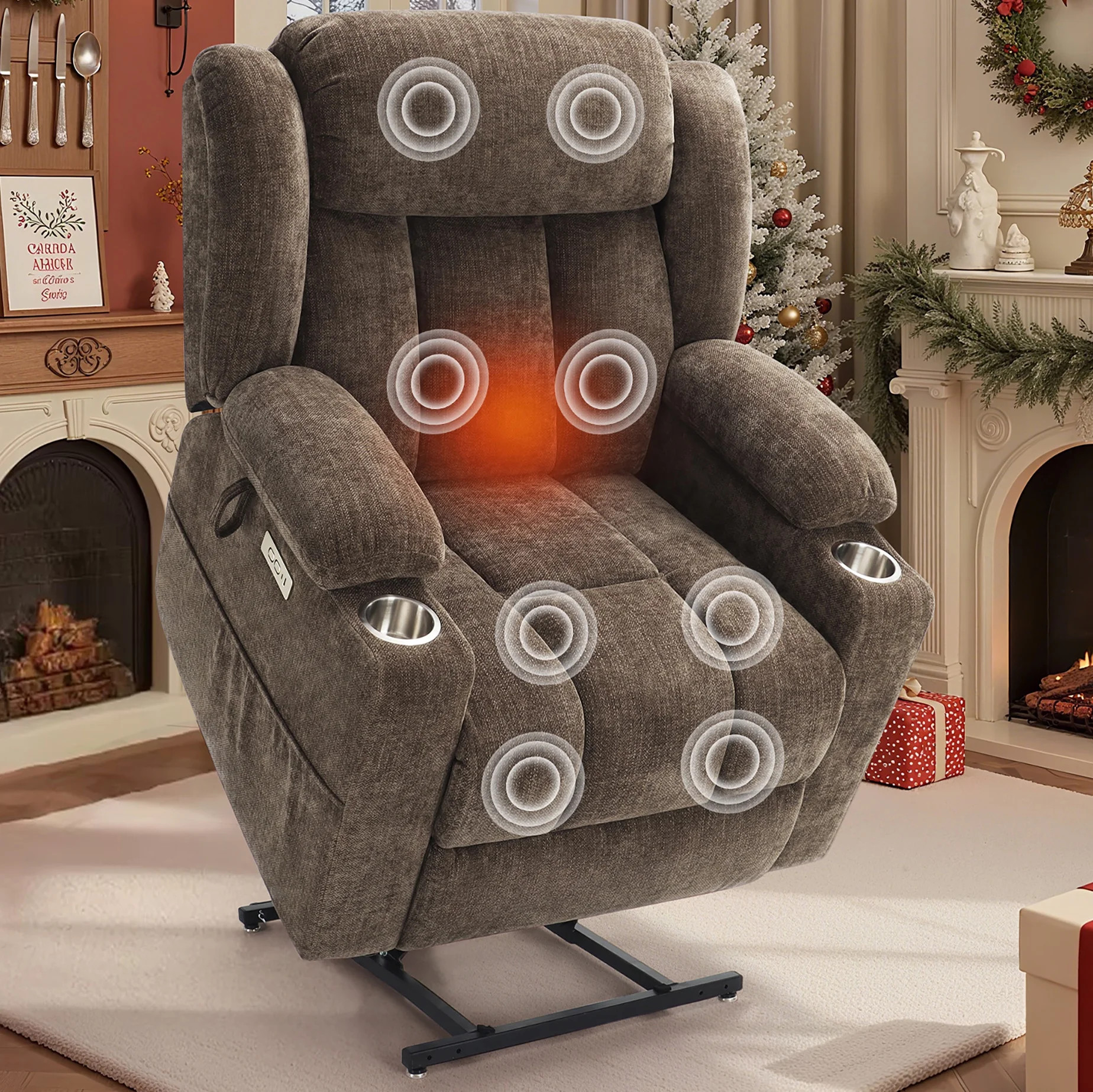 CDCASA Oversized Recliner Chair with Heat and Massage, Power Lift Chairs for elderly with Cup Hol... | Walmart (US)