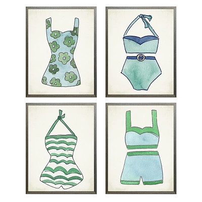 Vintage Swimsuits Art, Set of 4, Blue/Green, Small | Kirkland's Home | Kirklands
