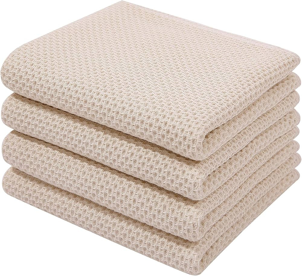 Homaxy 100% Cotton Waffle Weave Kitchen Dish Towels, Ultra Soft Absorbent Quick Drying Cleaning T... | Amazon (US)