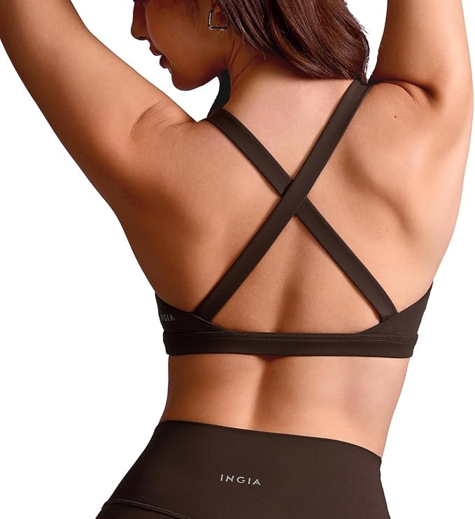 Women's Square Neck Sports Bra Strappy Criss Cross Wide Straps Workout Padded Cami Yoga Bra Gym P... | Amazon (US)