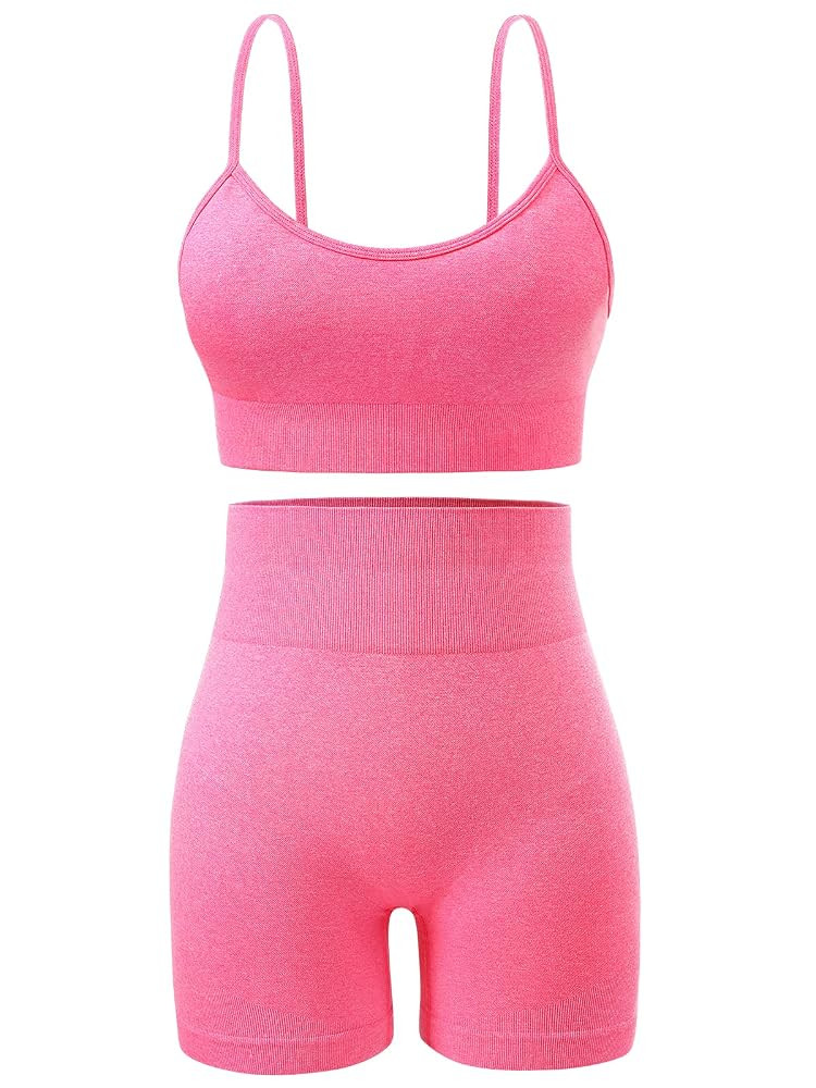 Workout Sets for Women 2 Piece Outfits Gym Shorts Women High Waisted with Adjustable Padded Sport... | Amazon (US)