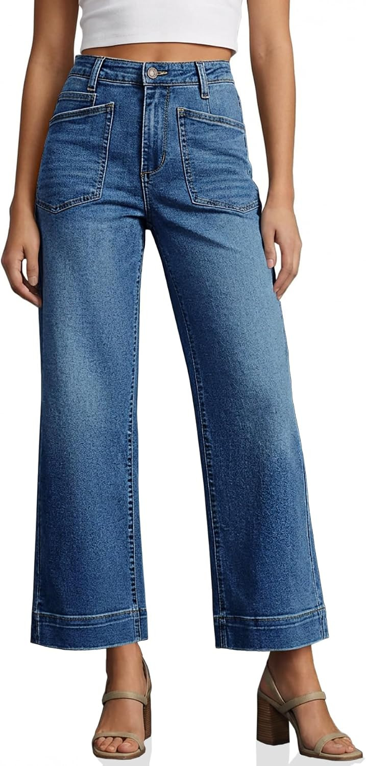 Cicy Bell Womens Cropped Wide Leg Jeans High Waisted Baggy Denim Ankle Pant | Amazon (US)
