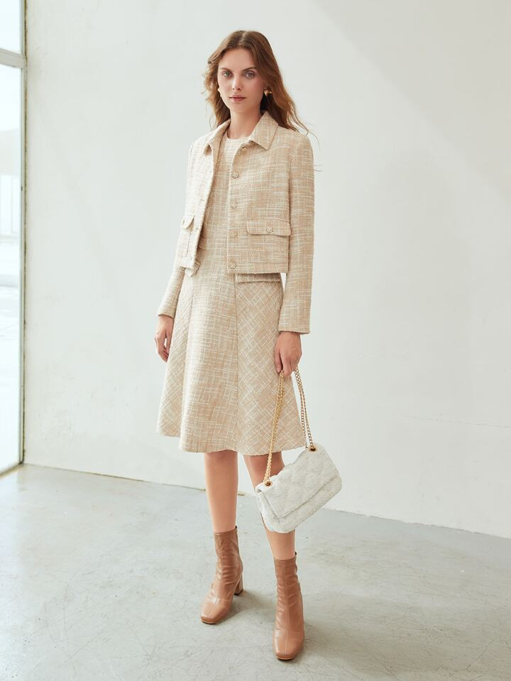 MOTF PREMIUM TWEED SINGLE BREASTED OVERCOAT | SHEIN