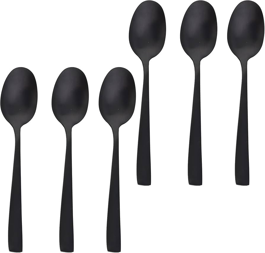 Gugrida Matte Black Dinner Spoon Set of 6, 7.87 inches Stainless Steel Black Spoon Silverware, Sa... | Amazon (US)