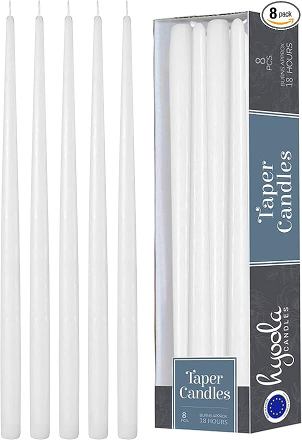 Hyoola Tall Taper Candles - 20 Inch White Unscented Dripless Taper Candles - 18 Hour Burn Time - ... | Amazon (US)
