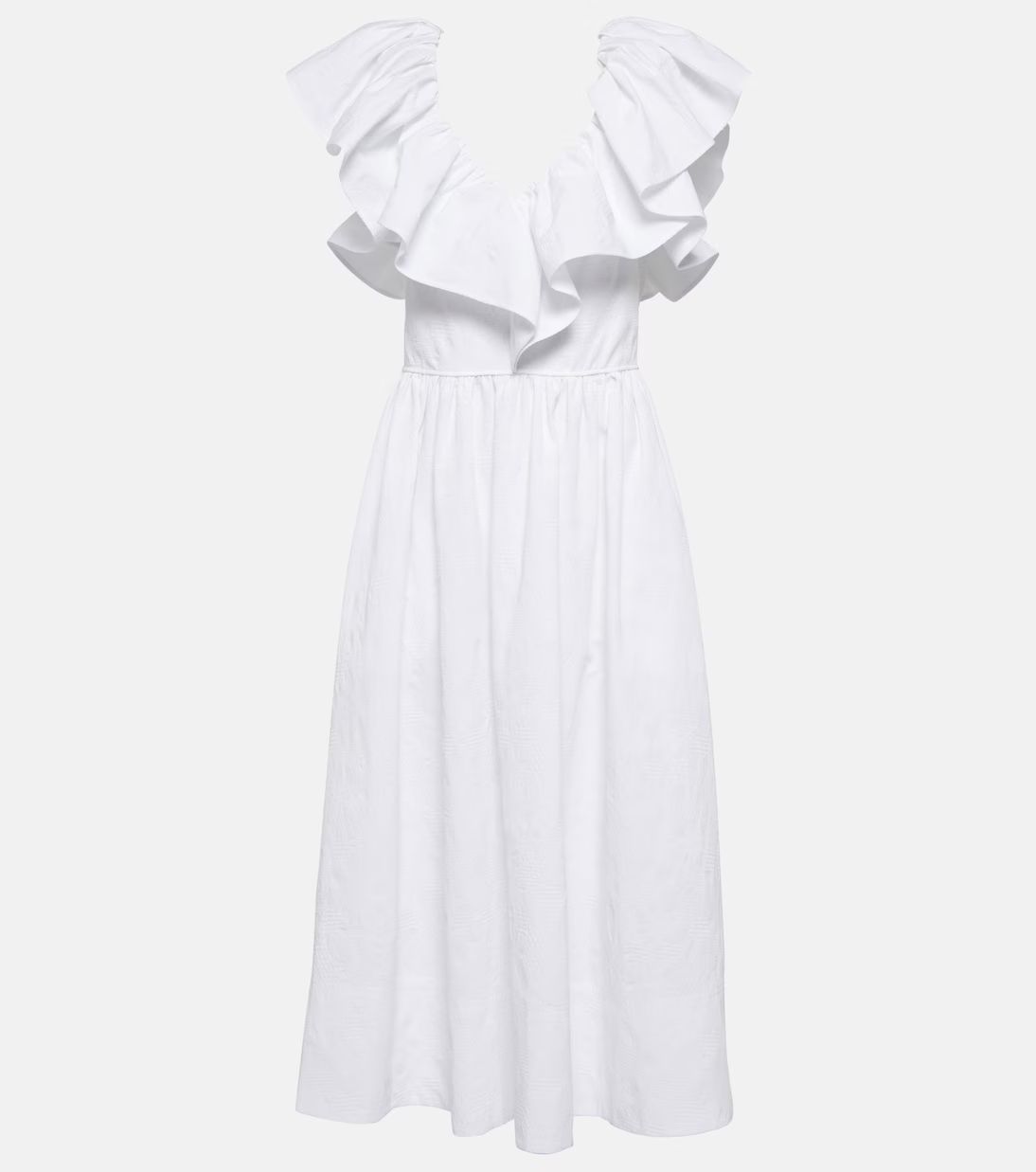 Ruffle-trimmed cotton midi dress | Mytheresa (US/CA)