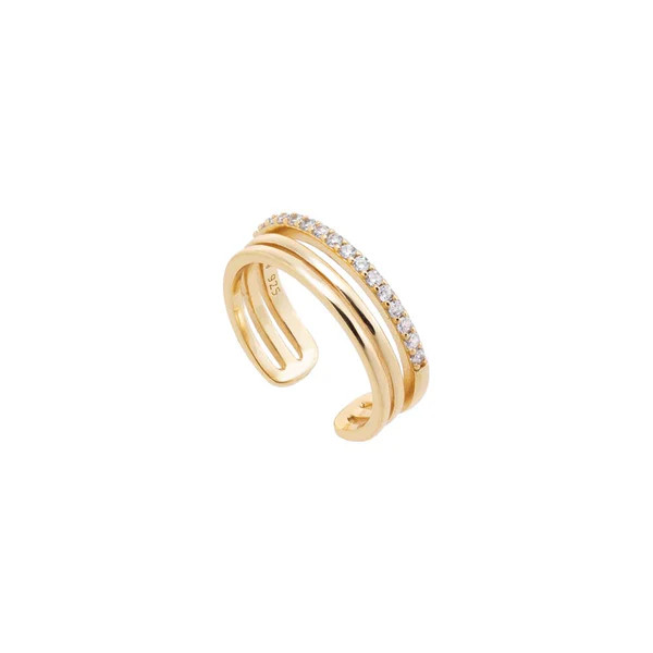 Solid/Pave Triple Stranded Adjustable Ring | Adina Eden