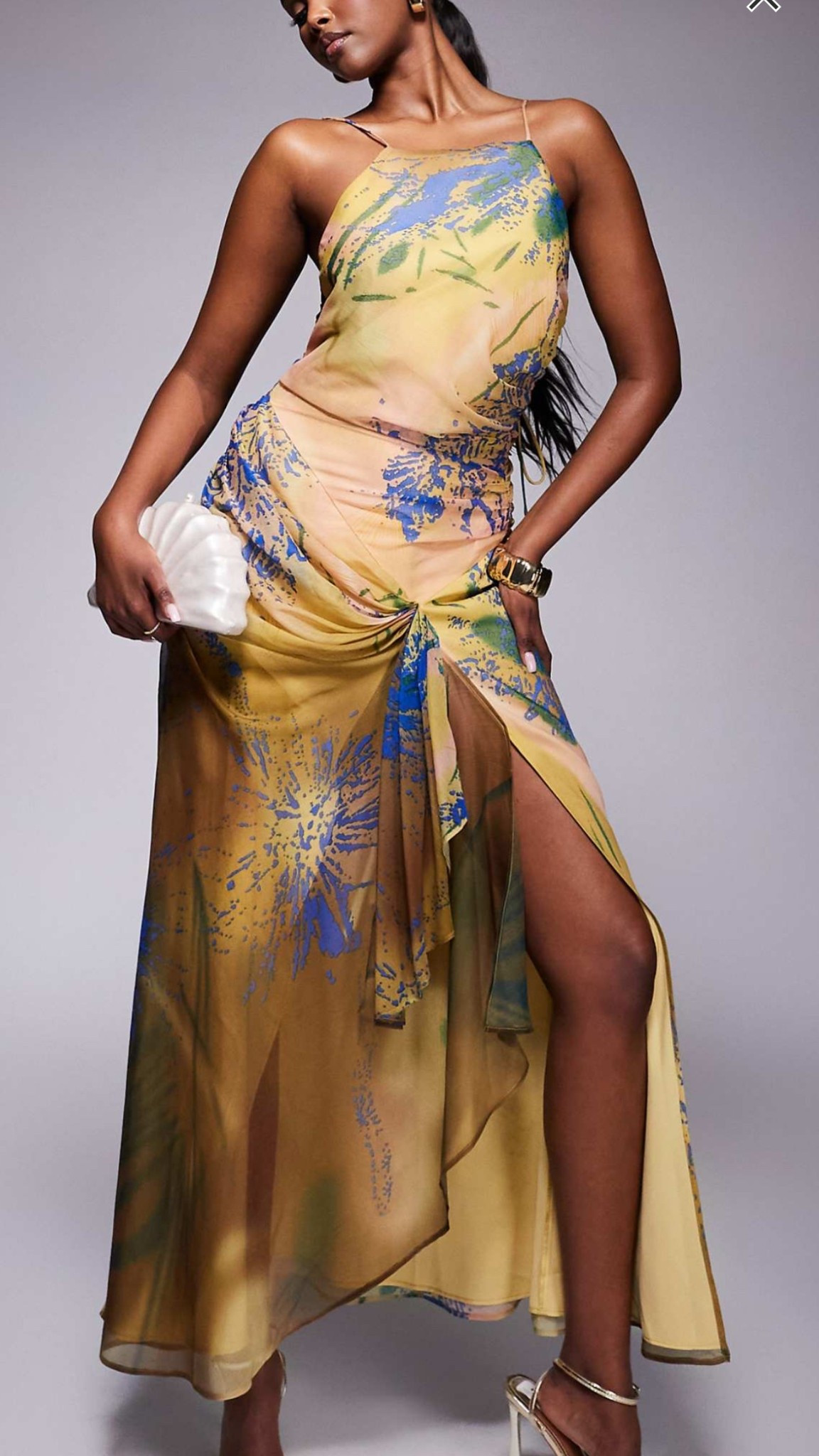 Floral dress
Drape dress 
Wedding guest dress 

#LTKsummer #LTKwedding #LTKuk