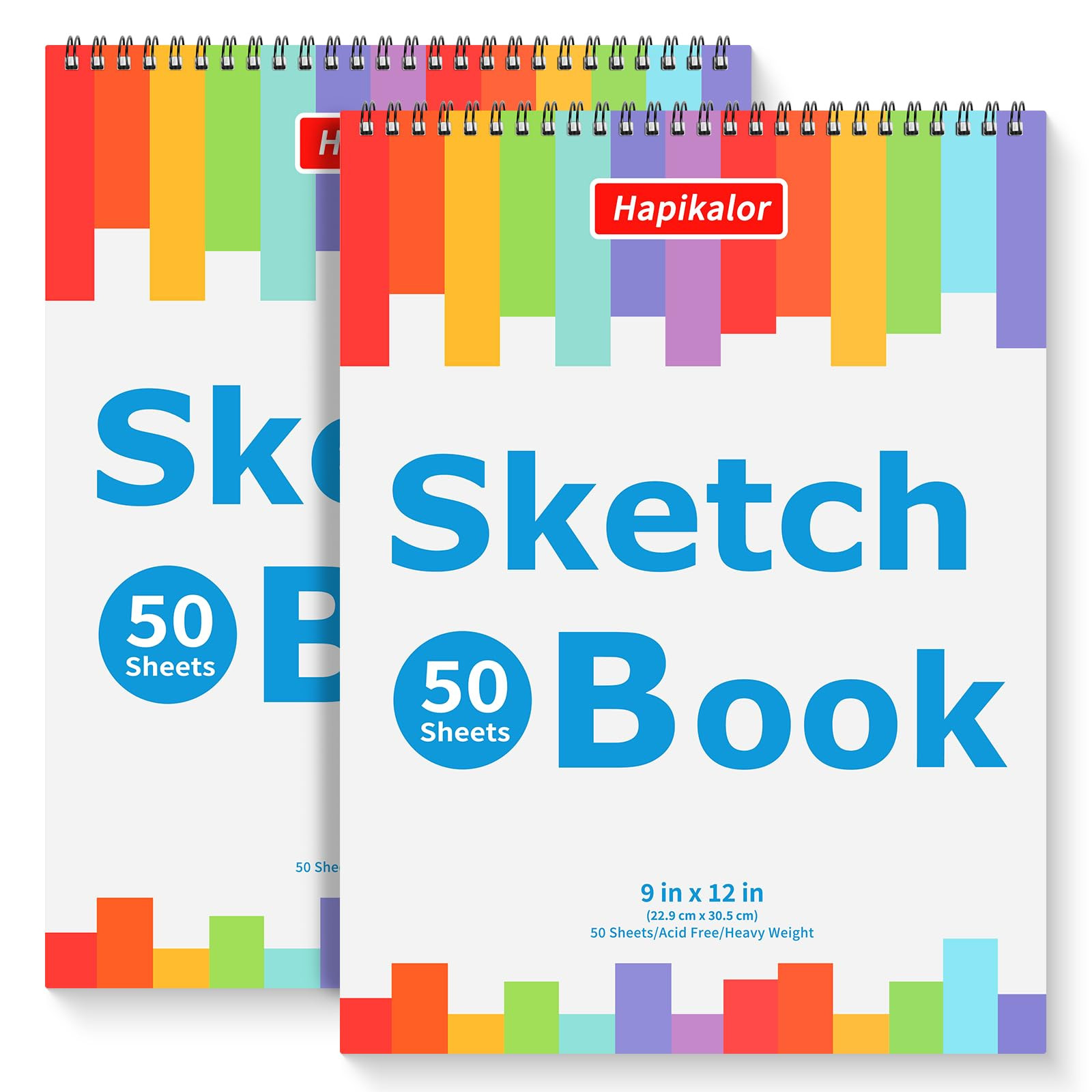 9" x 12" Sketch Book, 2-Pack 50 Sheets Spiral Bound Art Sketchbook, Acid Free Artist Drawing Book... | Amazon (US)