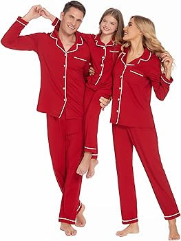 Ekouaer Christmas Family Matching Pajamas Long Sleeve Button Down Pj Set Festival Party Sleepwear | Amazon (US)