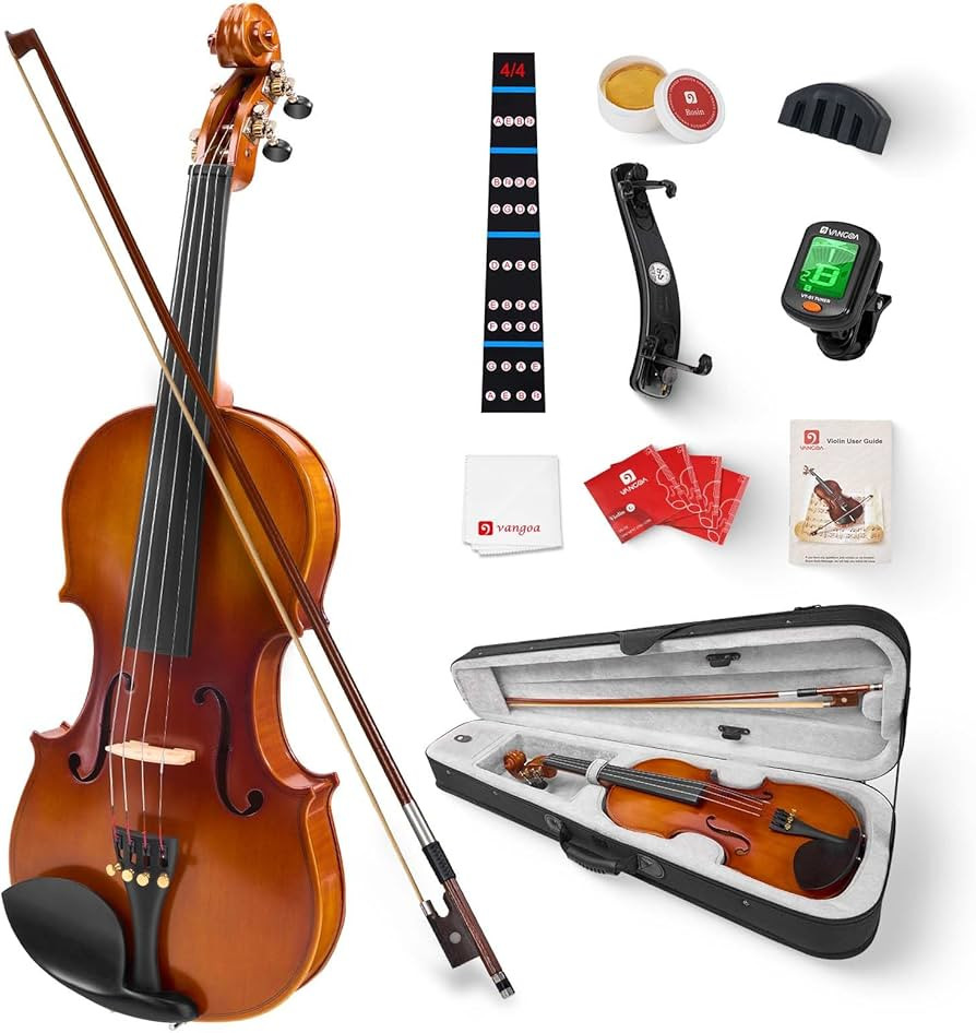 Vangoa Violin 4/4 Full Size Set, Handcrafted Entry Level Acoustic Violin Set with Lightweight Har... | Amazon (US)