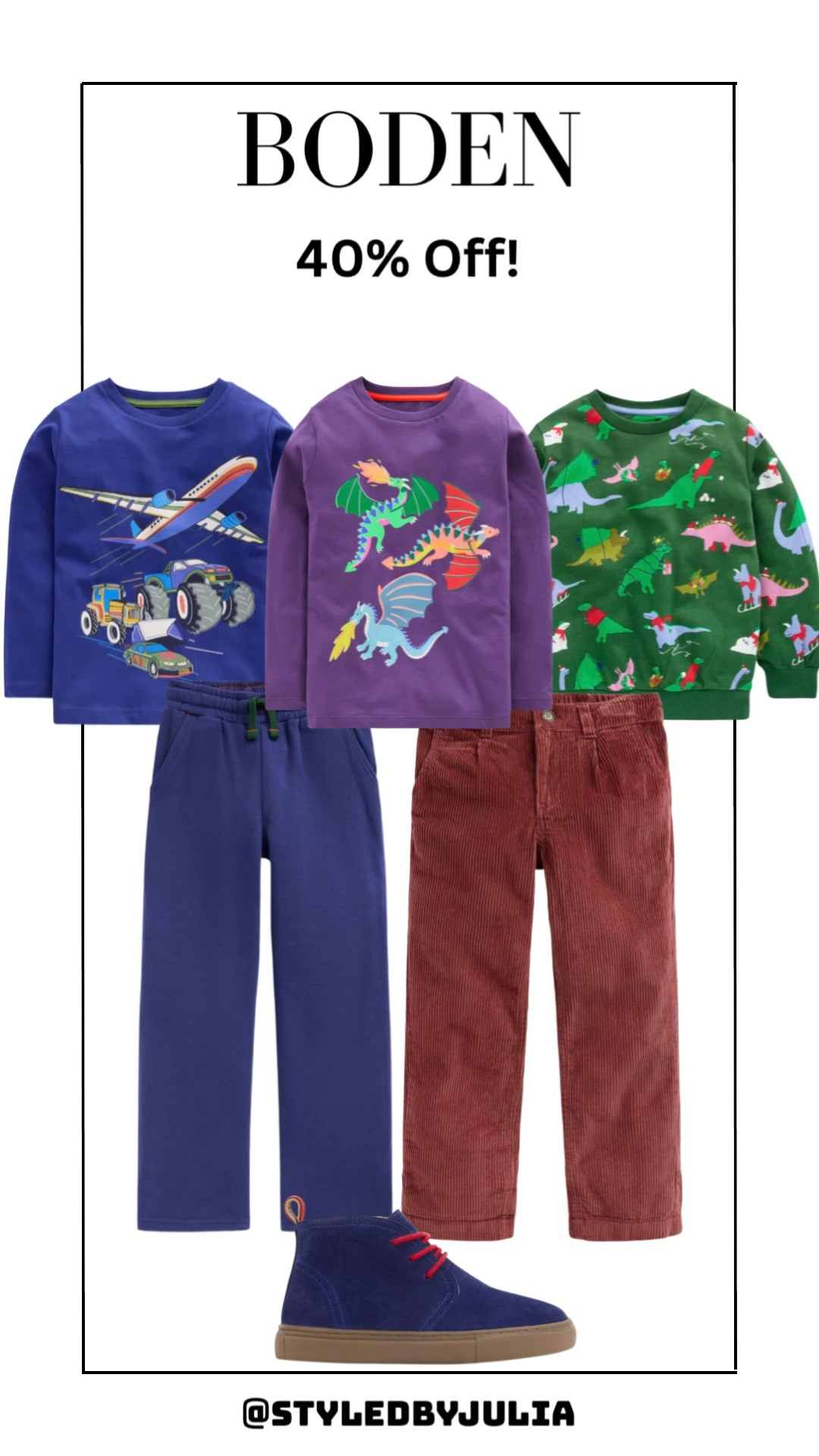 Biden Black Friday sale 40% off boys clothes dinosaurs vehicles dragons boy gift ideas gift guide for boys fall outfits winter outfits 

Boden makes the cutest high quality clothes! 🎄🎄

#LTKKids #LTKHoliday #LTKGiftGuide