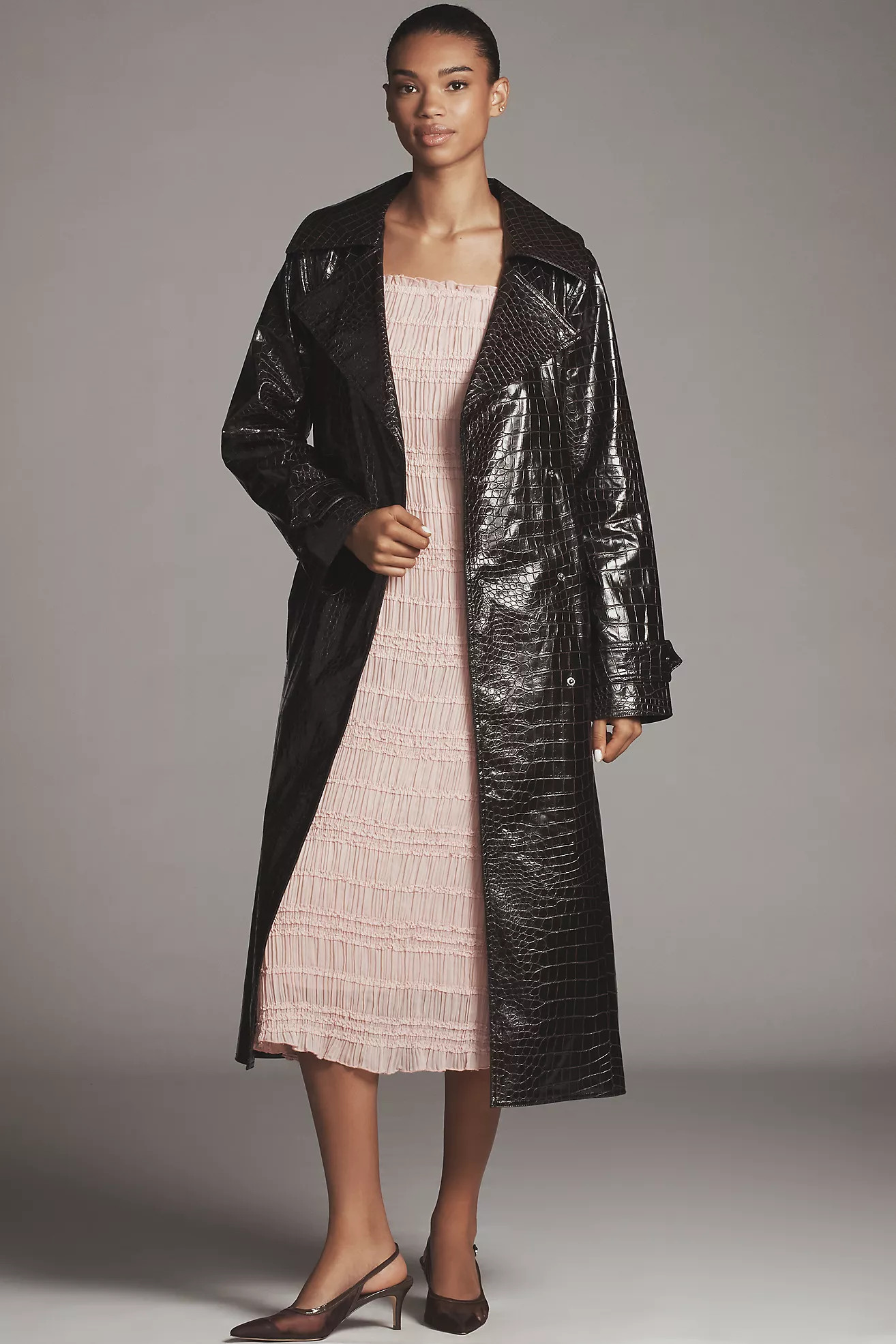 Bernardo Embossed Faux-Croc Trench Coat | Anthropologie (US)