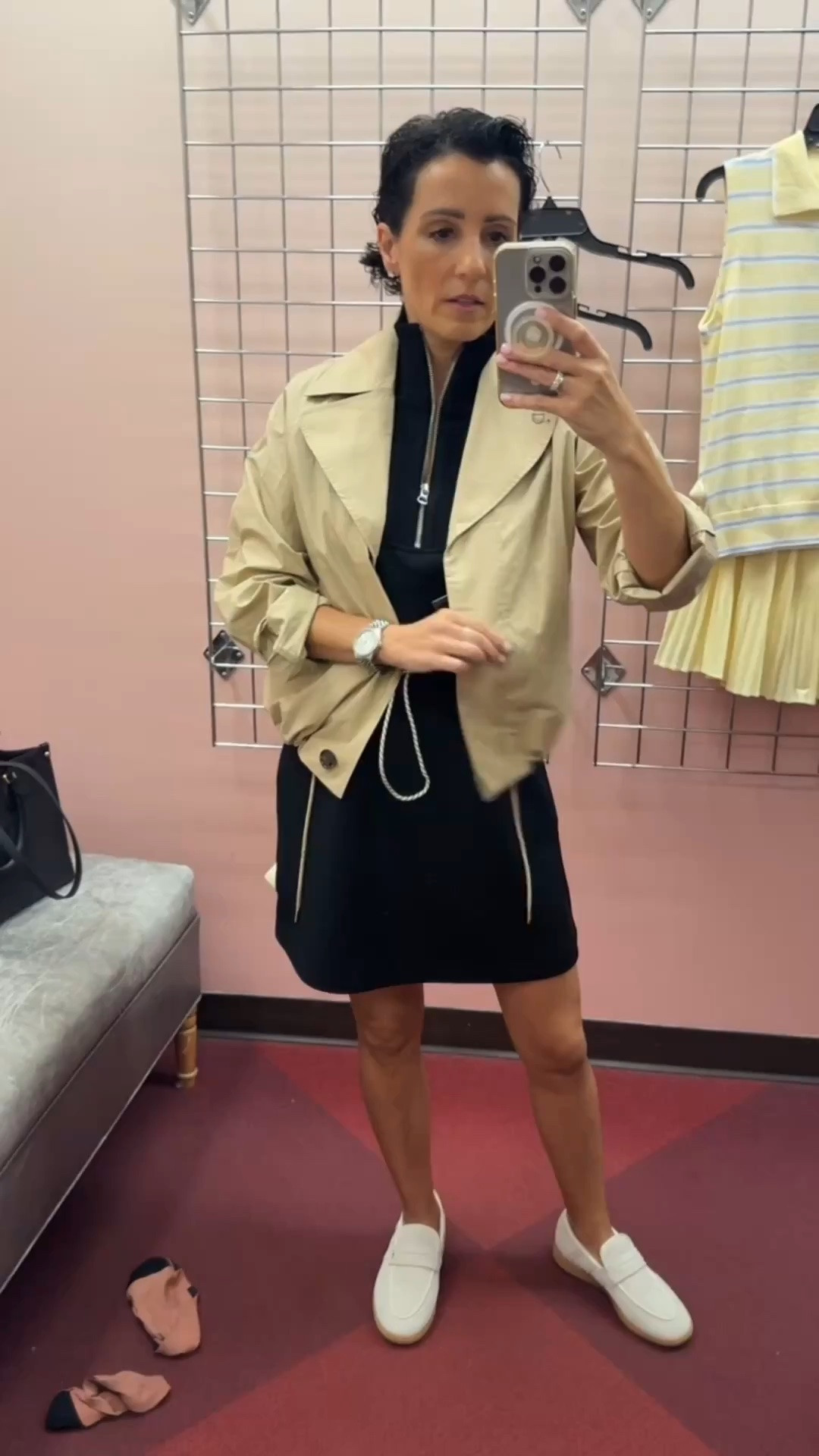 This is exactly how I want to dress heading into fall. A sporty black dress, cropped trench and white loafers make the best transitional combination.

fall outfit, transitional style, black dress, cropped trench jacket, white loafers, casual fall outfit, sporty chic, layered outfit, women’s fall fashion, stylewitheugenia

#LTKootd #LTKOver40 #LTKSeasonal