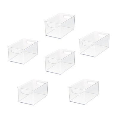 iDESIGN 6pc 10"x 6"x 5" Recycled Plastic Organizer bins: Clear Kitchen Storage, Dishwasher-Safe, Cabinet Organizers | Target