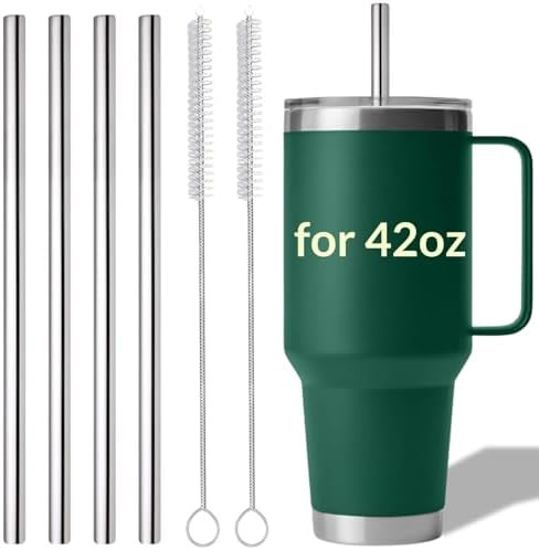 4PCS Metal Straw for YETI Cup, Reusable Stainless Steel Replacement Straws, with 2PCS Cleaning Br... | Amazon (US)
