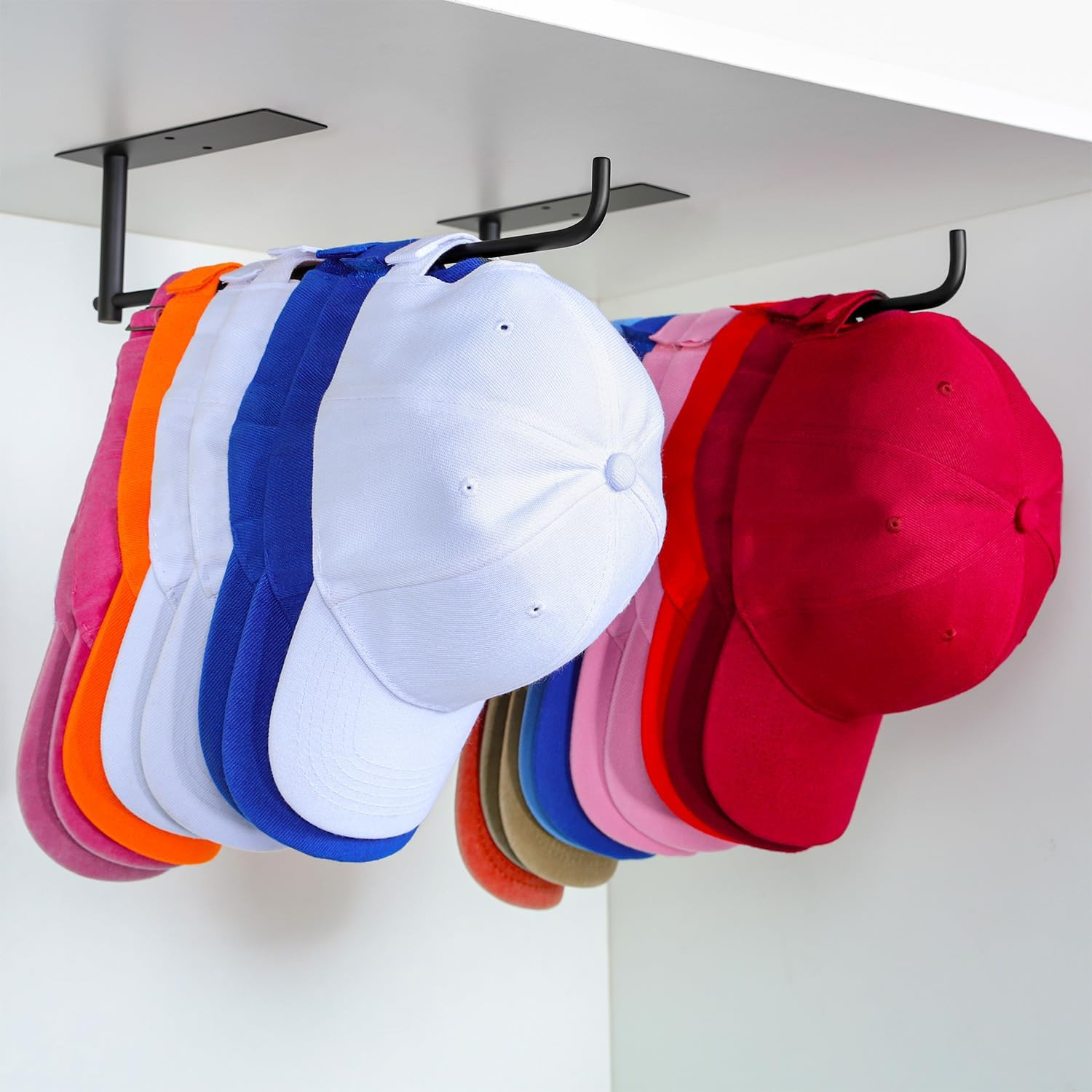 Hat Organizer for Baseball Caps, 2 Packs Baseball Hat Rack Adhesive Hat Holder, Hat Hanger for Cl... | Amazon (US)