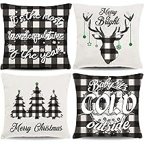 HAJACK Christmas Pillow Covers & Christmas Decorations, Throw Pillow Covers 18x18” (4 Pack) Farmhous | Amazon (US)