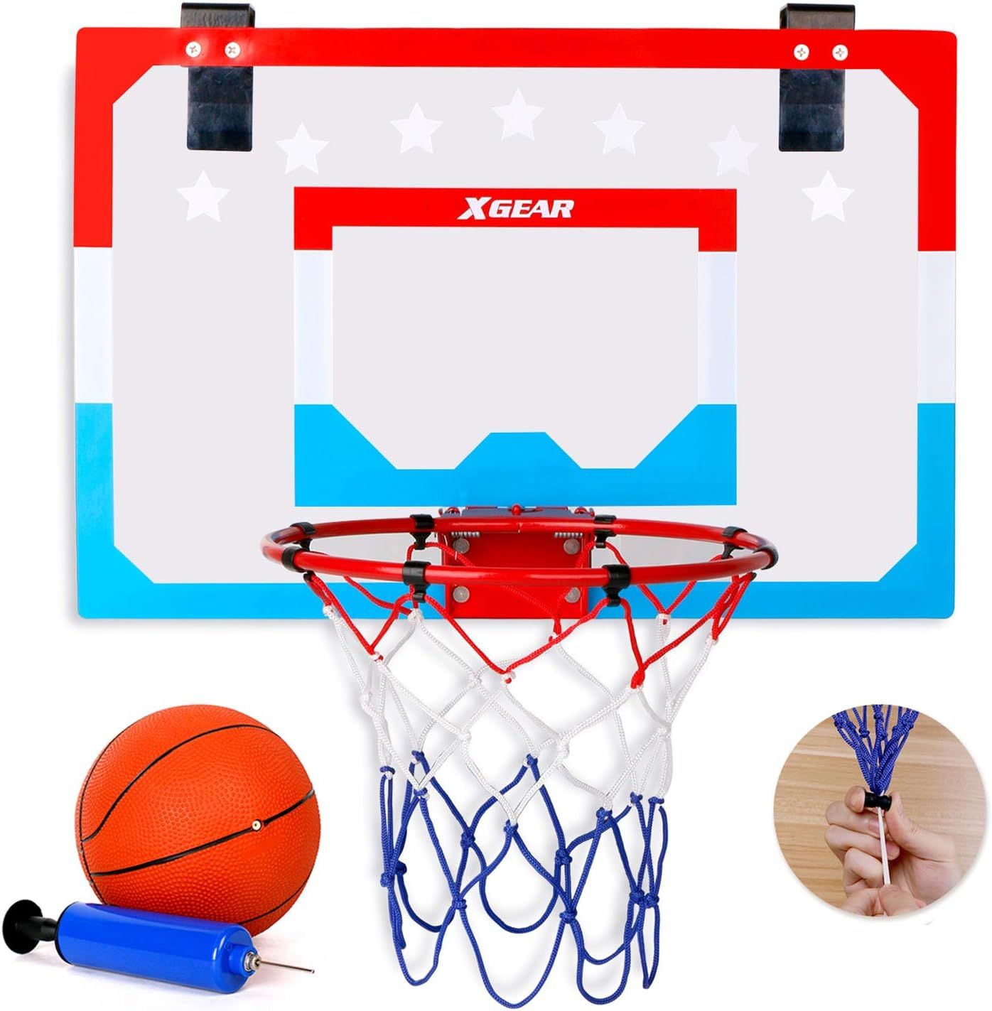 XGEAR Indoor Mini Basketball Hoop - Pro Style Steel Durable Rim - Over-The-Door Shatterproof Back... | Amazon (US)