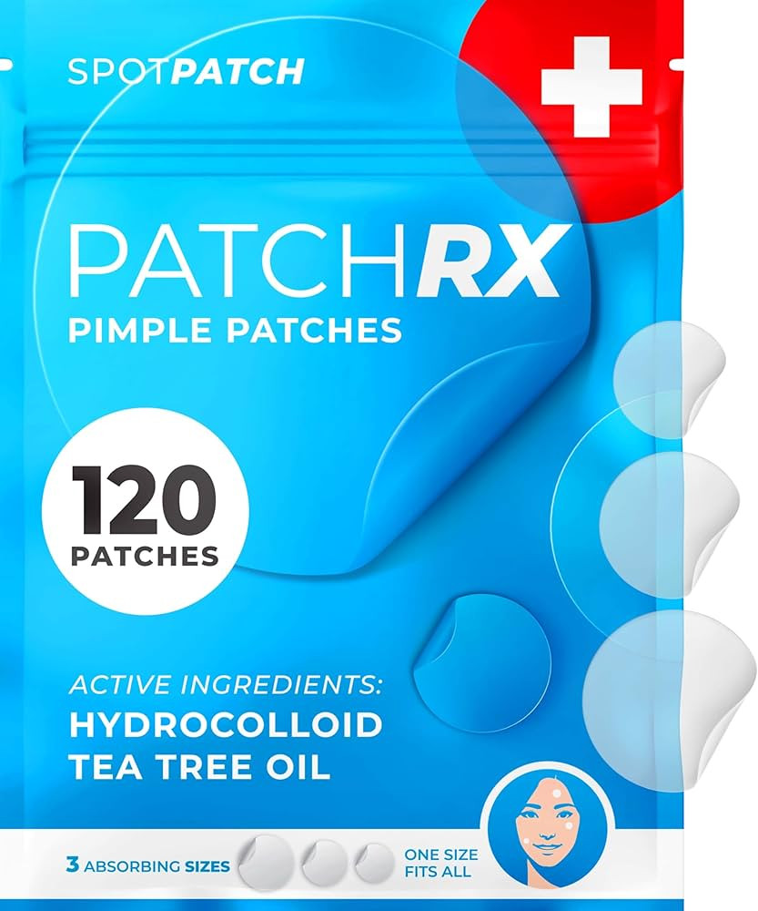 PatchRx Pimple Patches for Face (120 Patches), Hydrocolloid Acne Patches with Tea Tree Oil, Pimpl... | Amazon (US)