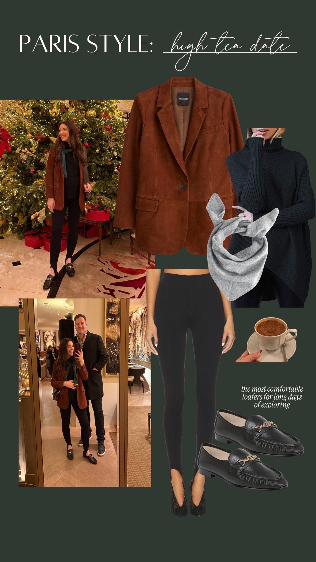 Outfit in Paris do high tea! Brown suede blazer, stirrup leggings, triangle scarf 

#LTKHoliday #LTKTravel