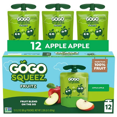 GoGo SqueeZ No Sugar Added Applesauce and Fruit Puree Apple Apple  - 3.2oz/12ct | Target
