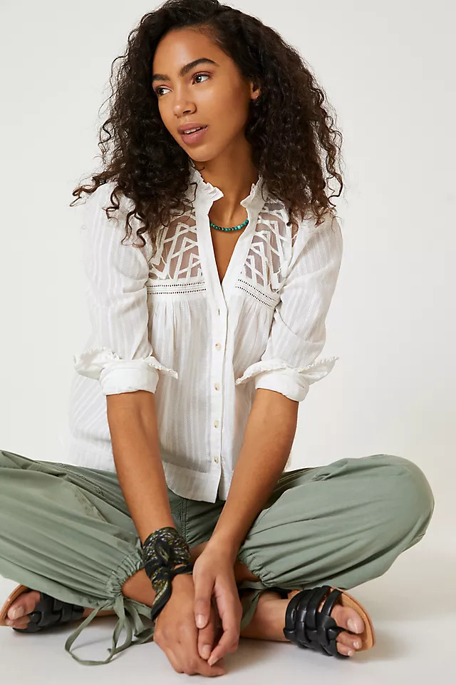 Pilcro Victorian V- Neck Blouse | Anthropologie (US)