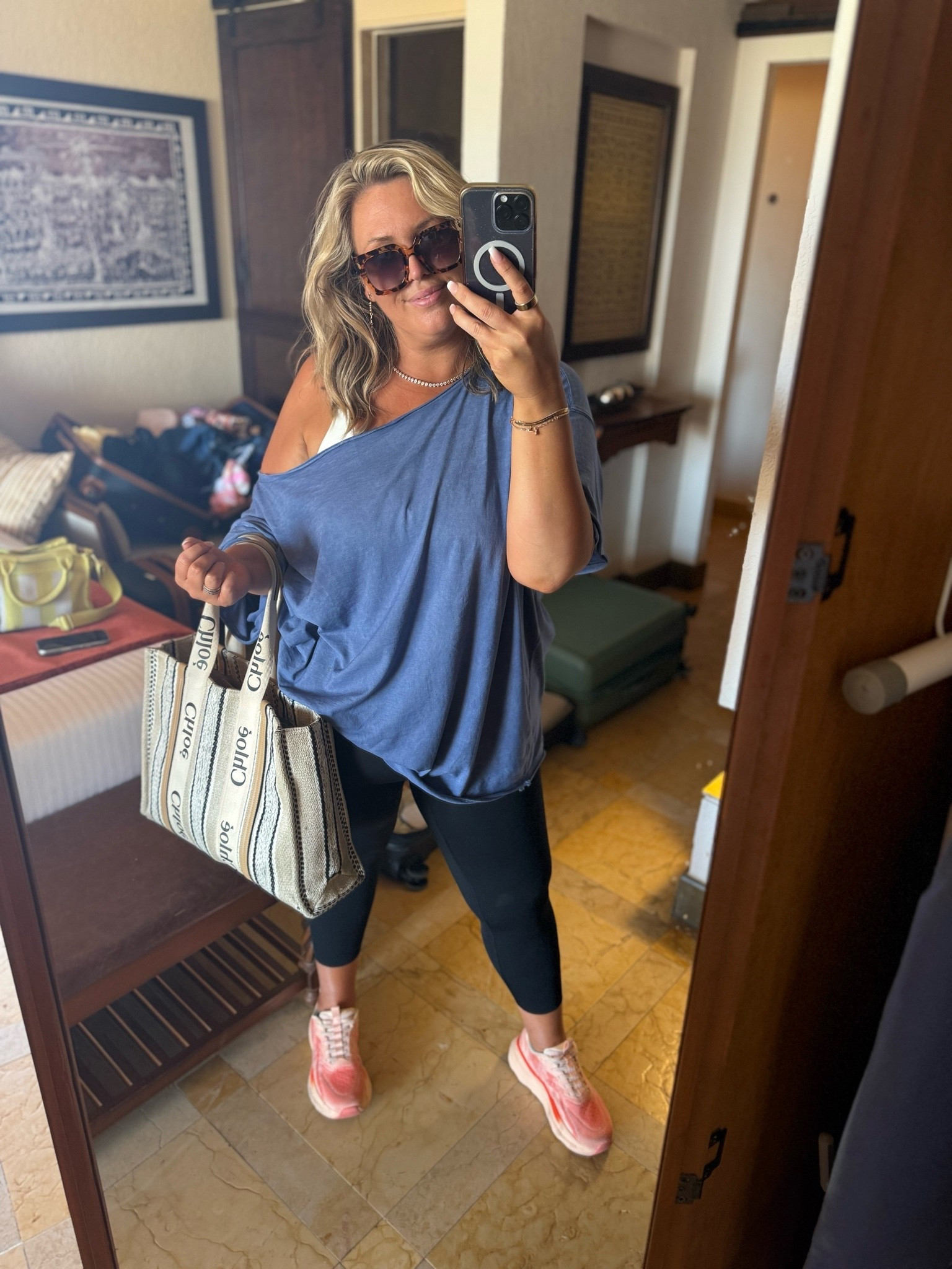 Travel outfit!!! Of course I’ve got my favorite tummy support spanx leggings on bc they don’t roll down!! Run true to size, I wear 2x. 
Top is xxl runs really oversized, I could do xl!

#LTKdayinmylife #LTKPlusSize #LTKMidsize