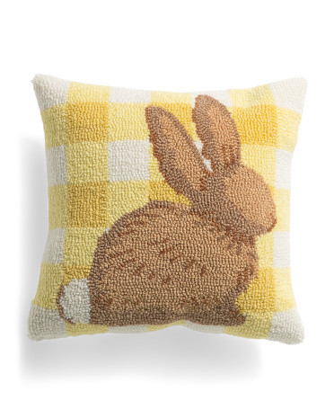 16x16 Hooked Plaid Bunny Pillow | Polyester | Marshalls