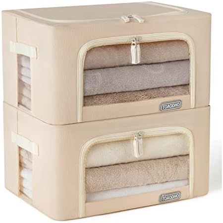 Amazon.com: Foldable Clothes Storage Bins, 2 Pack Stackable Frame Storage Box ,Oxford Fabric Cont... | Amazon (US)