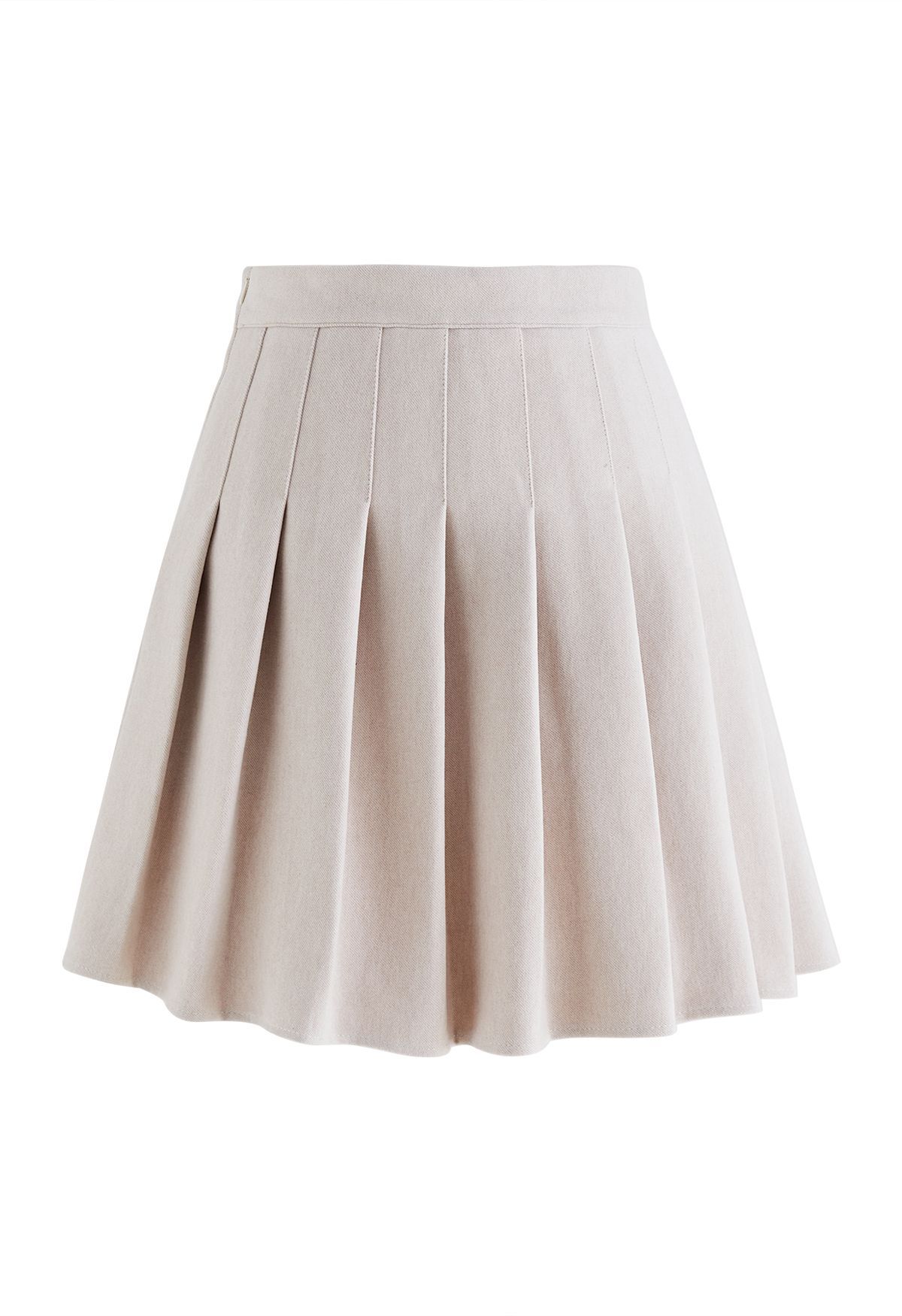 High Waist Wool-Blend Pleated Skater Skirt in Ivory | Chicwish