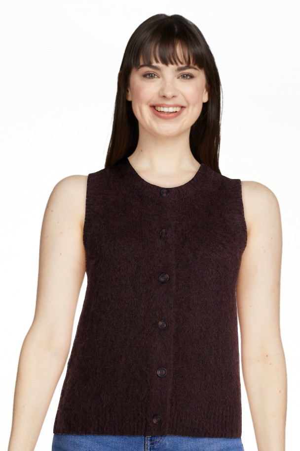 Scenario Women's Button Front Textured Sweater Vest, Lightweight, Sizes XS-XXXL | Walmart (US)