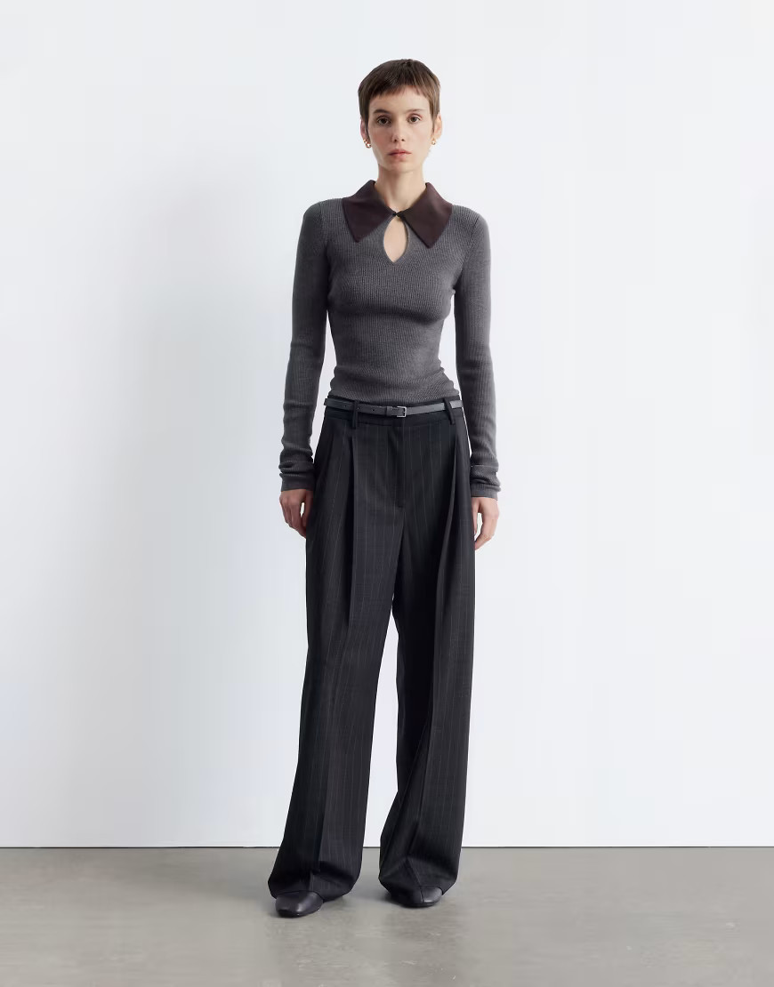 & Other Stories co-ord tailored wide leg trousers in grey | ASOS (Global)