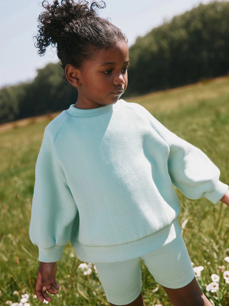 Aqua Blue Sweatshirt & Cycle Shorts Set (3mths-7yrs) | Next US
