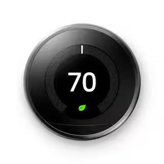 Google Nest Learning Thermostat - Smart Wi-Fi Thermostat - Mirror Black T3018US - The Home Depot | The Home Depot